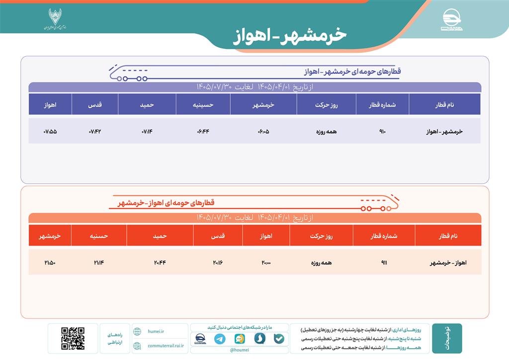 قطار حومه ای خرمشهر اهواز