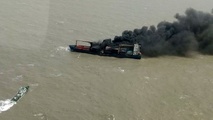 Burning Container Ship Grounds, Partially Sinks Off India