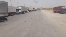 عکس| صف طولانی کامیون‌ها در مرز پرویزخان