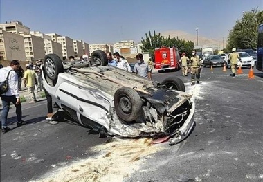 تصادفی که موتور سمند را 20 متر پرت کرد