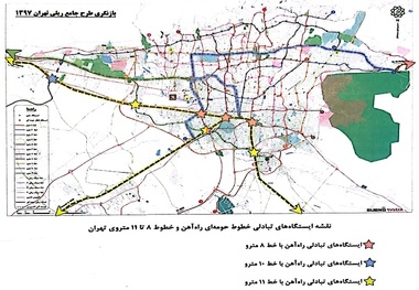 ایجاد ایستگاههای تبادلی بین خطوط حومه ای راه آهن و خطوط جدید شبکه مترو تهران
