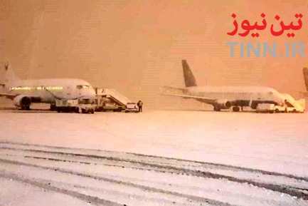بارش برف و عملیات زمستانی در فرودگاه بین‌المللی مهرآباد تهران