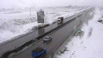 بارش برف و باران در جاده های شمال خراسان رضوی