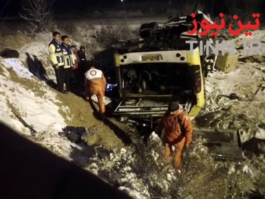 ۹ فوتی در حادثه واژگونی اتوبوس در آزاد راه زنجان _ تبریز