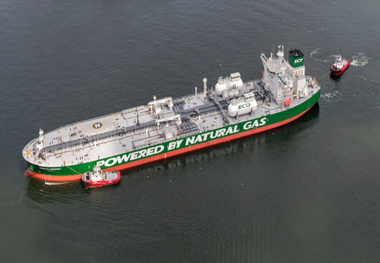 LNG-Powered Crude Oil Tanker Crossing Northern Sea Route